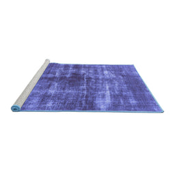 Sideview of Machine Washable Persian Blue Bohemian Rug, wshurb466blu