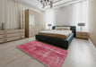 Mid-Century Modern Crimson Red Persian Rug in a Bedroom, urb466