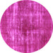 Round Machine Washable Persian Pink Bohemian Rug, wshurb466pnk