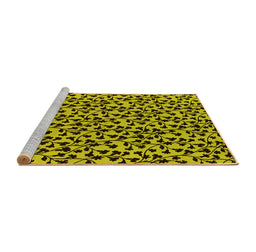 Sideview of Machine Washable Oriental Yellow Industrial Rug, wshurb467yw