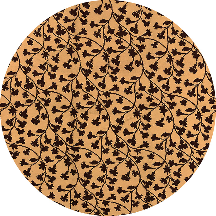 Round Machine Washable Oriental Orange Industrial Area Rugs, wshurb467org