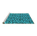 Sideview of Machine Washable Oriental Turquoise Industrial Area Rugs, wshurb467turq