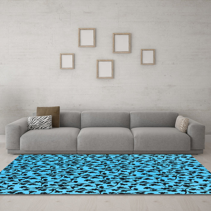 Machine Washable Oriental Light Blue Industrial Rug in a Living Room, wshurb467lblu