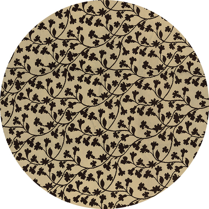Round Oriental Brown Industrial Rug, urb467brn