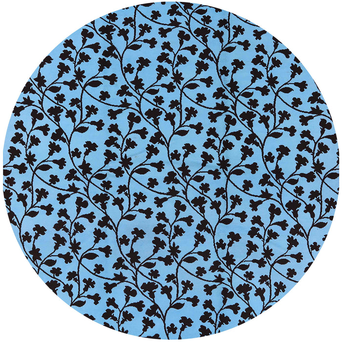 Round Machine Washable Industrial Modern Dark Slate Blue Rug, wshurb467