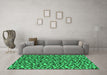 Machine Washable Oriental Green Industrial Area Rugs in a Living Room,, wshurb467grn