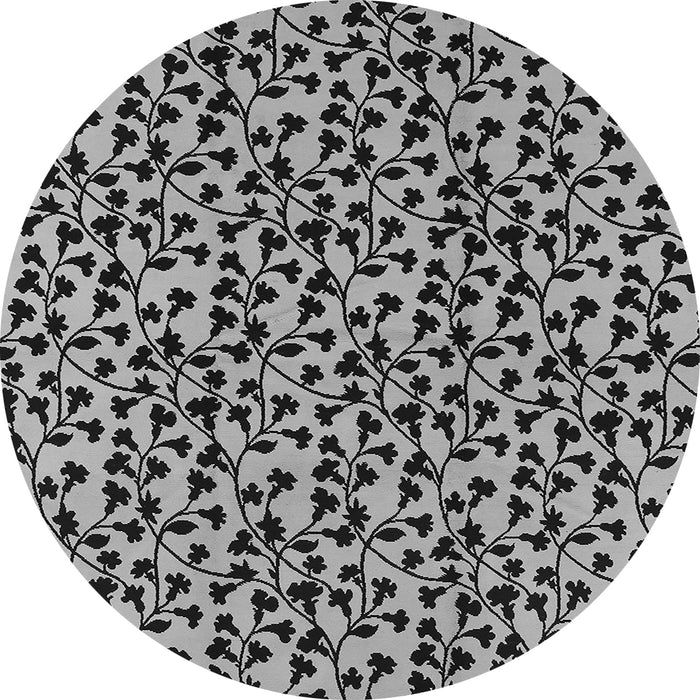 Round Machine Washable Oriental Gray Industrial Rug, wshurb467gry