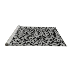 Sideview of Machine Washable Oriental Gray Industrial Rug, wshurb467gry