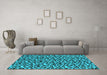 Machine Washable Oriental Turquoise Industrial Area Rugs in a Living Room,, wshurb467turq