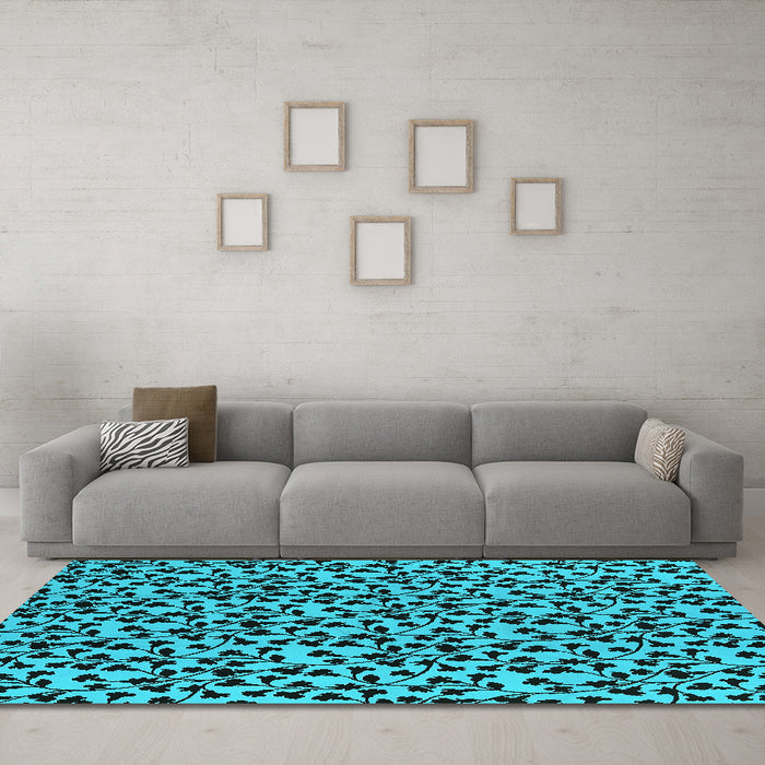 Machine Washable Oriental Turquoise Industrial Area Rugs in a Living Room,, wshurb467turq