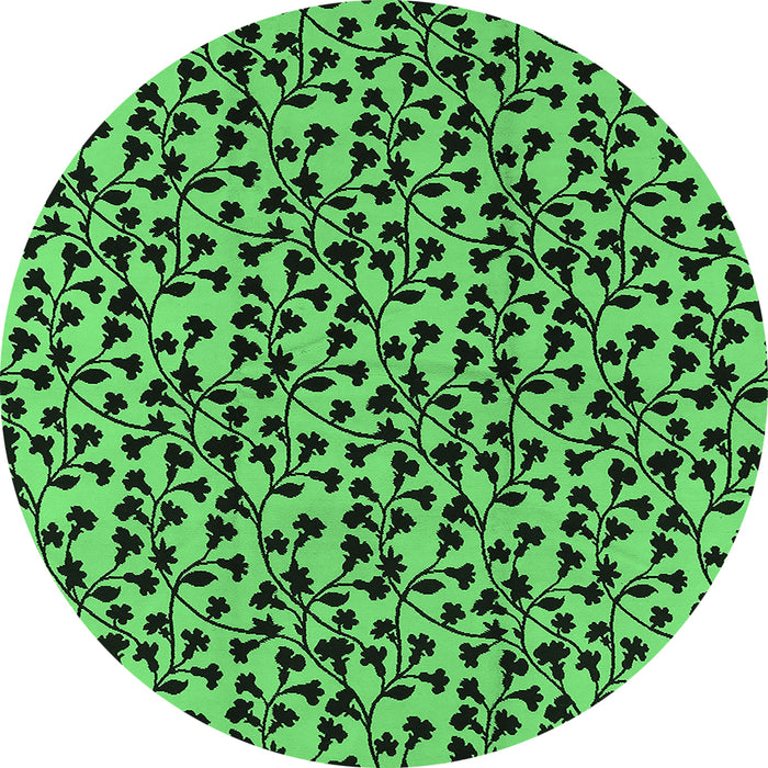 Round Machine Washable Oriental Emerald Green Industrial Area Rugs, wshurb467emgrn