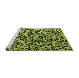 Sideview of Machine Washable Oriental Green Industrial Area Rugs, wshurb468grn