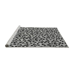 Sideview of Machine Washable Oriental Gray Industrial Rug, wshurb468gry