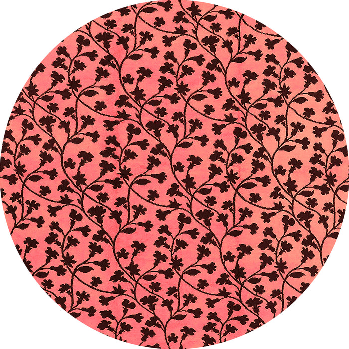 Round Machine Washable Oriental Orange Industrial Area Rugs, wshurb468org