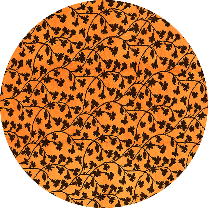 Round Oriental Yellow Industrial Rug, urb468yw