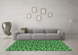 Machine Washable Oriental Emerald Green Industrial Area Rugs in a Living Room,, wshurb468emgrn