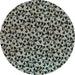 Round Machine Washable Oriental Turquoise Industrial Area Rugs, wshurb468turq