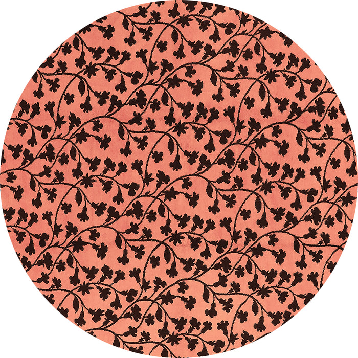 Round Machine Washable Oriental Brown Industrial Rug, wshurb468brn