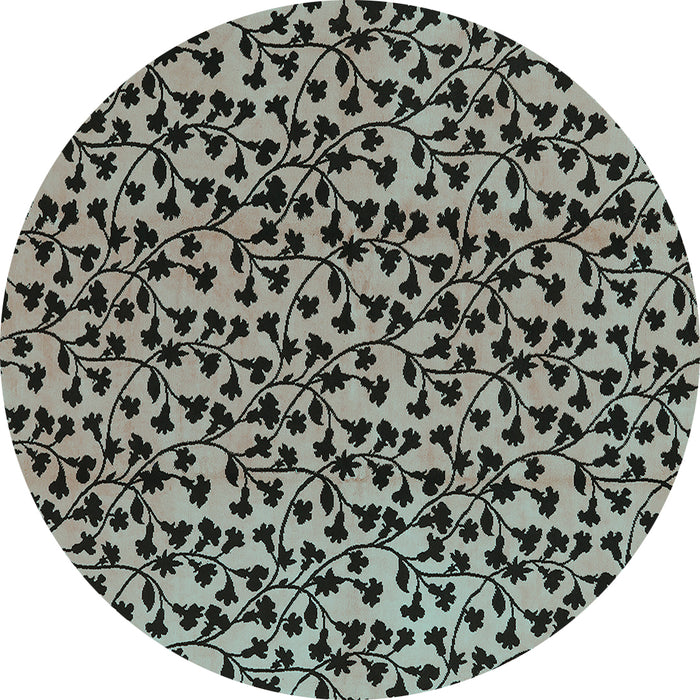 Round Oriental Turquoise Industrial Rug, urb468turq