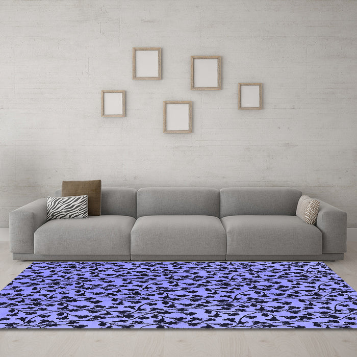 Machine Washable Oriental Blue Industrial Rug in a Living Room, wshurb468blu