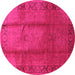 Round Oriental Pink Industrial Rug, urb469pnk