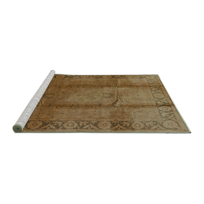 Sideview of Machine Washable Oriental Turquoise Industrial Area Rugs, wshurb469turq