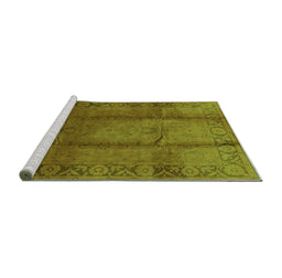 Sideview of Machine Washable Oriental Green Industrial Area Rugs, wshurb469grn