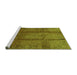 Sideview of Machine Washable Oriental Green Industrial Area Rugs, wshurb469grn