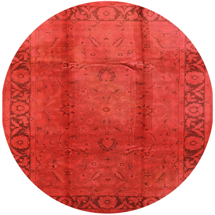 Round Mid-Century Modern Red Oriental Rug, urb469