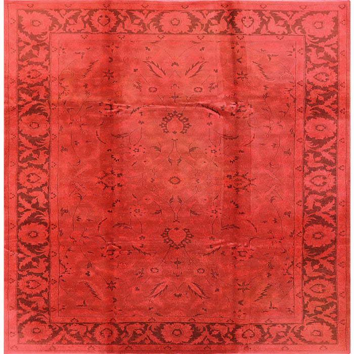 Square Mid-Century Modern Red Oriental Rug, urb469