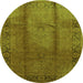 Round Oriental Green Industrial Rug, urb469grn