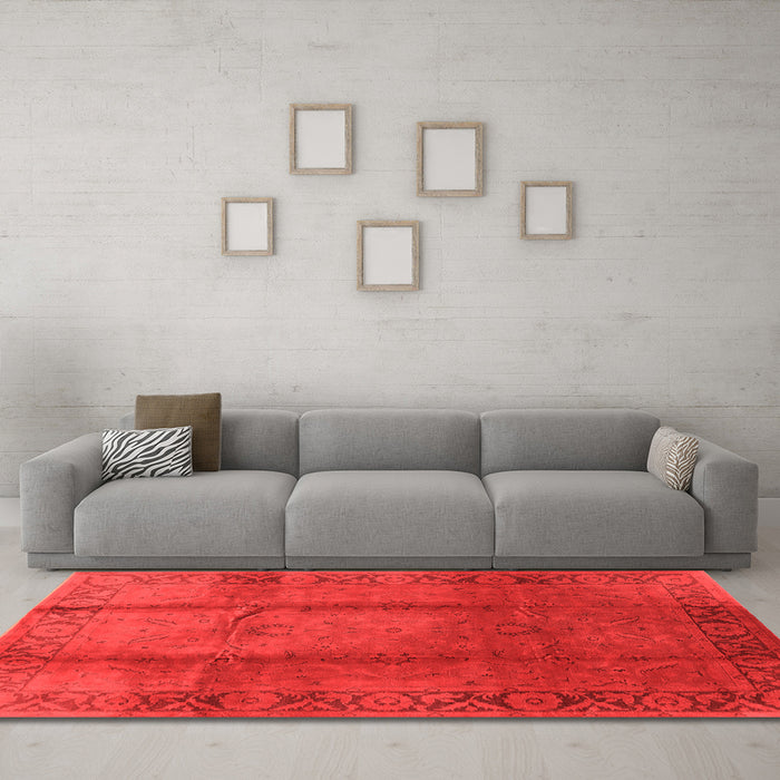 Machine Washable Oriental Orange Industrial Area Rugs in a Living Room, wshurb469org