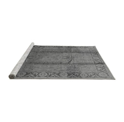Sideview of Machine Washable Oriental Gray Industrial Rug, wshurb469gry