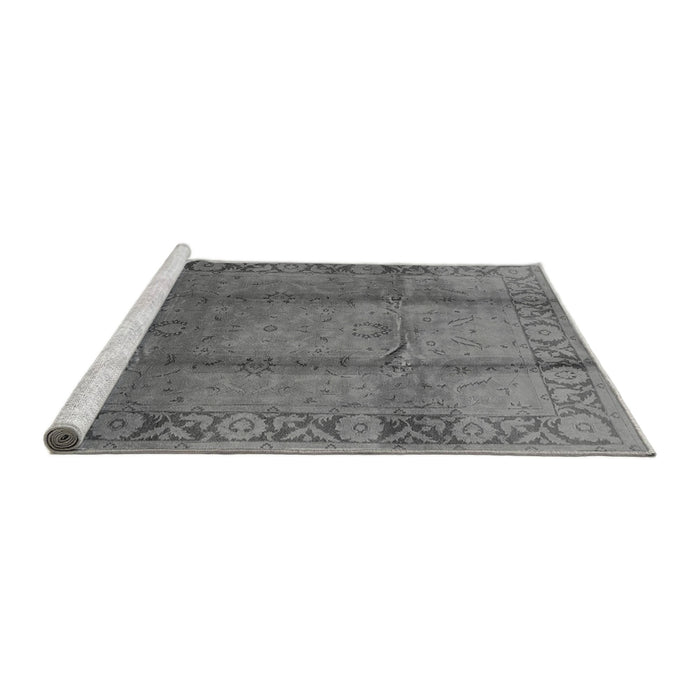 Sideview of Machine Washable Oriental Gray Industrial Rug, wshurb469gry