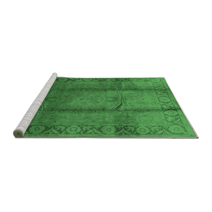 Sideview of Machine Washable Oriental Emerald Green Industrial Area Rugs, wshurb469emgrn