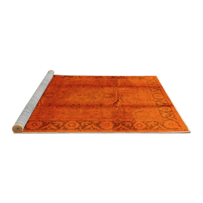 Sideview of Machine Washable Oriental Yellow Industrial Rug, wshurb469yw