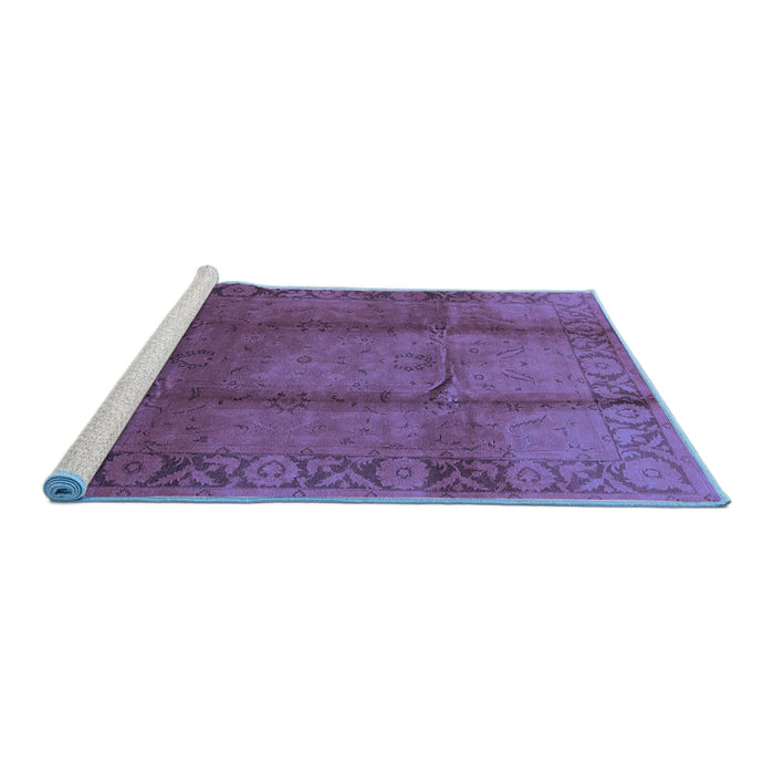Sideview of Machine Washable Oriental Blue Industrial Rug, wshurb469blu