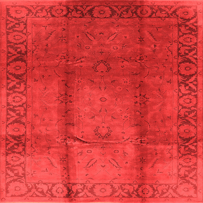 Square Machine Washable Oriental Orange Industrial Area Rugs, wshurb469org