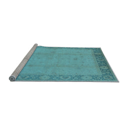 Sideview of Machine Washable Oriental Light Blue Traditional Rug, wshurb470lblu