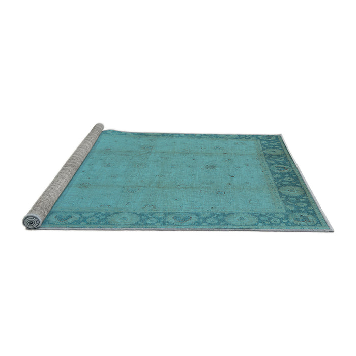 Sideview of Machine Washable Oriental Light Blue Traditional Rug, wshurb470lblu