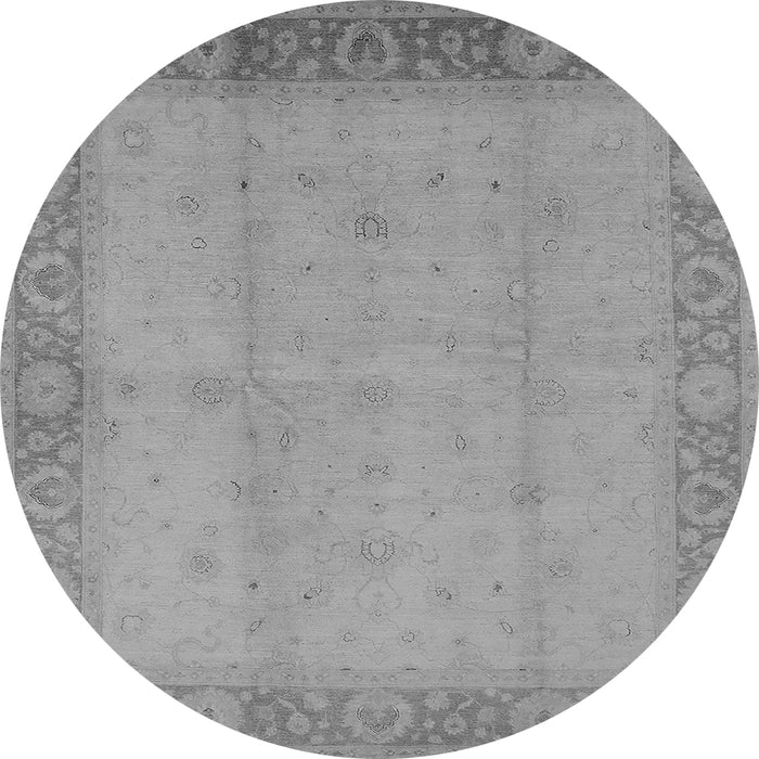 Round Machine Washable Oriental Gray Traditional Rug, wshurb470gry