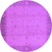 Round Oriental Purple Traditional Rug, urb470pur