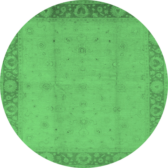 Round Oriental Emerald Green Traditional Rug, urb470emgrn