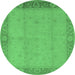 Round Oriental Emerald Green Traditional Rug, urb470emgrn