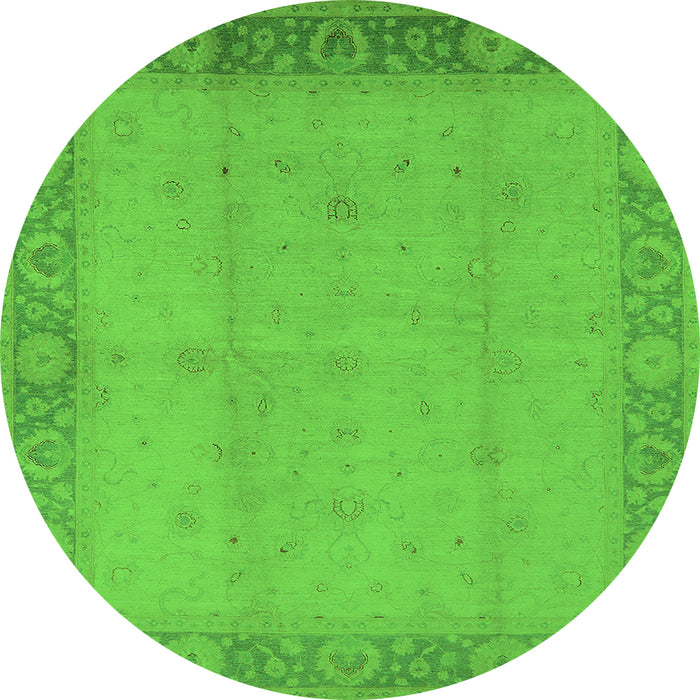 Round Oriental Green Traditional Rug, urb470grn
