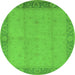 Round Oriental Green Traditional Rug, urb470grn