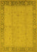 Machine Washable Oriental Yellow Traditional Rug, wshurb470yw