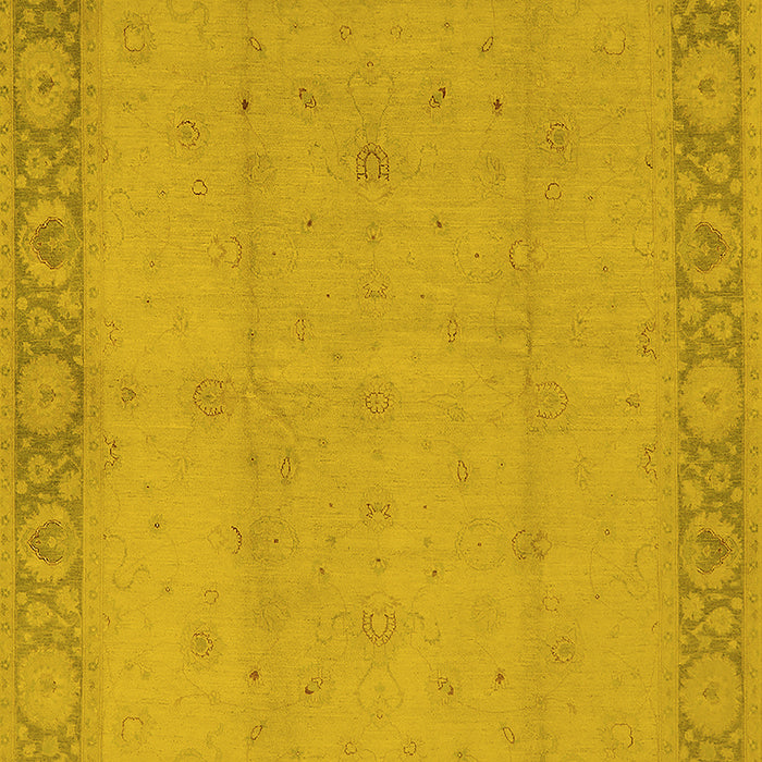 Machine Washable Oriental Yellow Traditional Rug, wshurb470yw