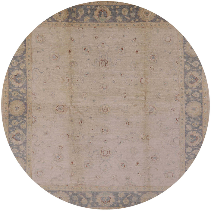 Round Mid-Century Modern Dark Almond Brown Oriental Rug, urb470