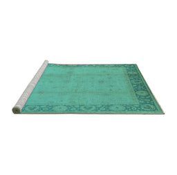 Sideview of Machine Washable Oriental Turquoise Traditional Area Rugs, wshurb470turq